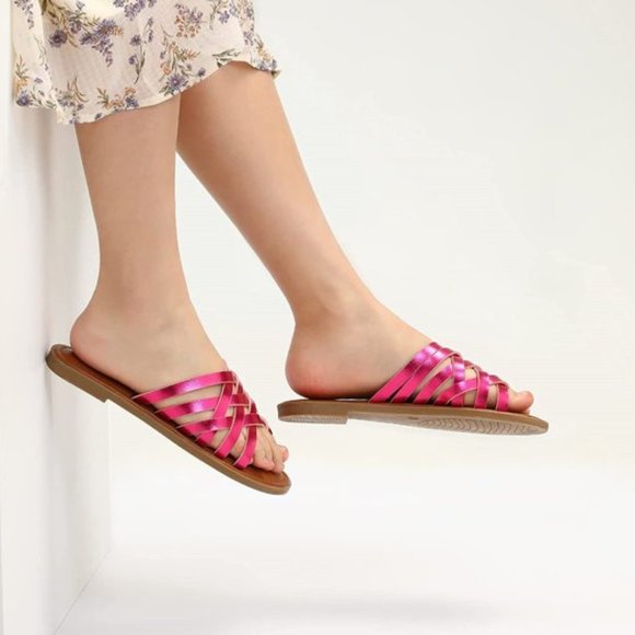 New Mysoft Metallic Strappy Slippers - Pink - size 11 - Picture 3 of 4